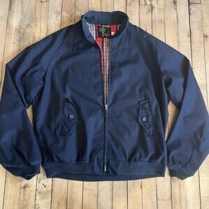 Vintage Sir Jac Jacket 44 Long Navy Bomber Plaid Lined USA Style
